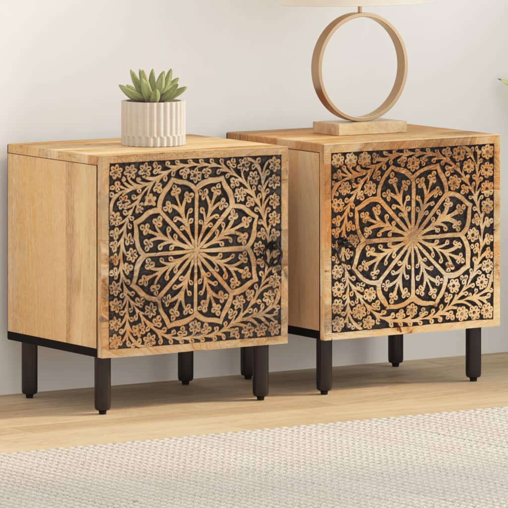 Bedside Cabinets 2 pcs 40x33x46 cm Solid Wood Mango